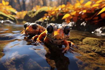 frog in the water, Generative AI - obrazy, fototapety, plakaty