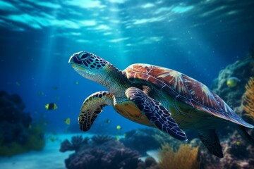 Obraz na płótnie Canvas green sea turtle, Generative AI, Generative AI