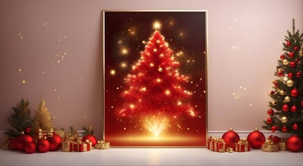 Christmas tree background, festive banner with copy space text, xmas template 