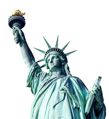 statue of liberty in New York City, USA isolated in front of transparent background  - obrazy, fototapety, plakaty
