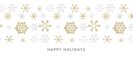 horizontal Christmas, Holiday border greetings. Merry Christmas header or banner. Wallpaper or backdrop decor.