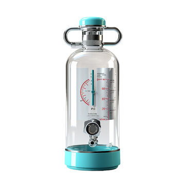 Medical Oxygen Tank on a Clear Surface or Transparent Background. Generative AI