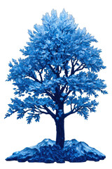 Magical blue tree, Transparent background