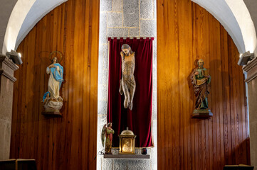 Mutilated Christ in the Church of San Pedro, Pola de Somiedo.Asturias Spain