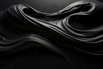 Abstract black swirling liquid waves