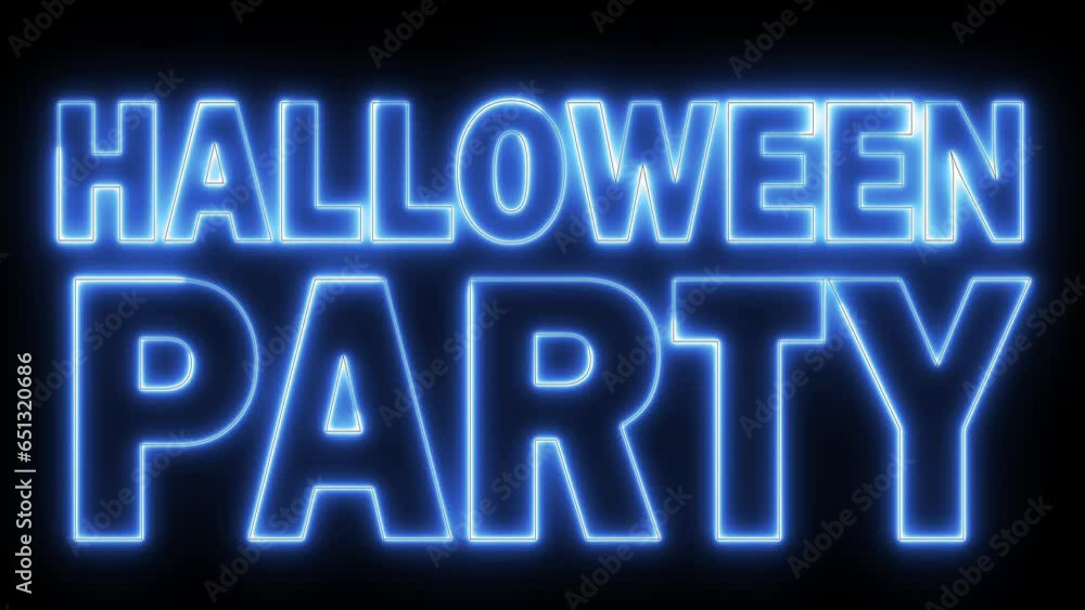 Poster halloween party text font with neon light. luminous and shimmering haze inside the letters of the te