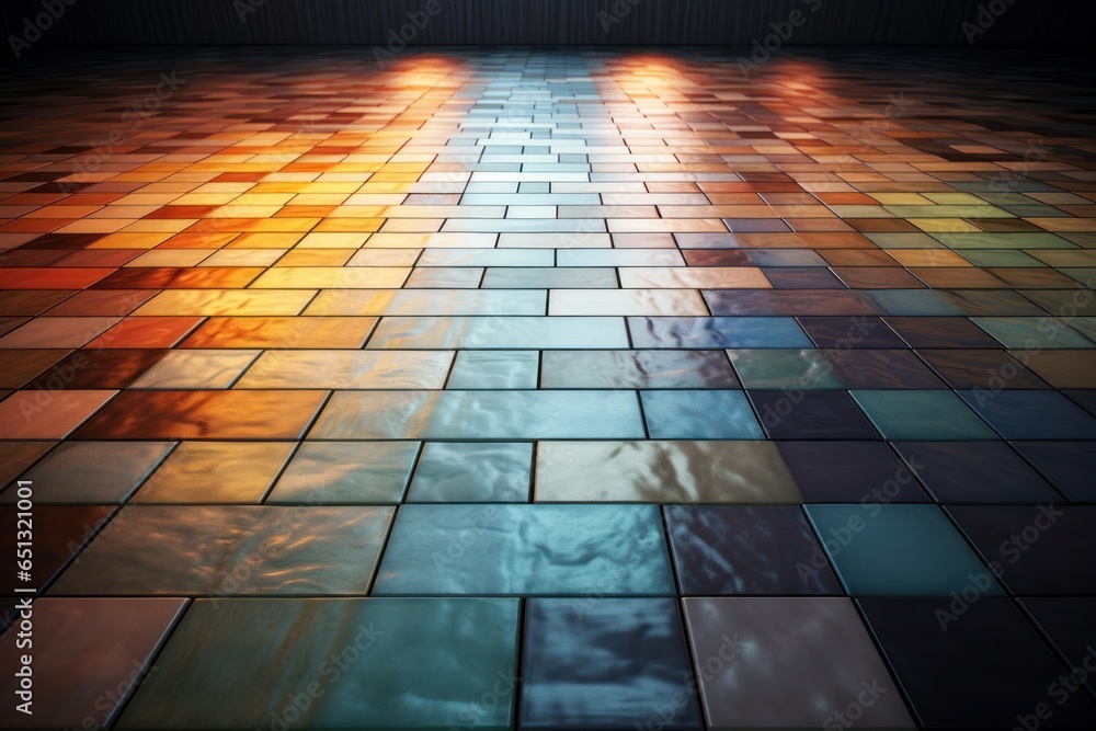 Aufkleber A picture of a tiled floor with a beautiful reflection of the sky. This image can be used to add a touch of nature and serenity to various design projects.