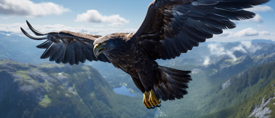Fototapeta premium A bird in the sky, a reminder of our dreams, Generative AI