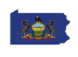 Pennsylvania state flag in map shape