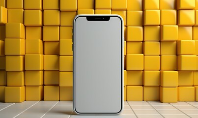 Isolated touchscreen smartphone mockup with blank screen