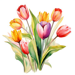 Obraz premium watercolor tulip on white background
