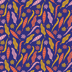 Fototapeta premium Summer palm floral pattern. Can be printed on any material: package, merch, fabric, home.