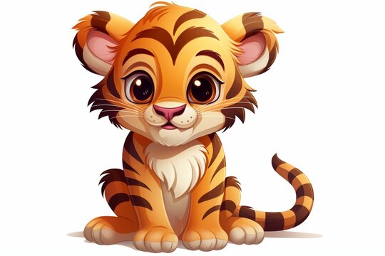 cute baby tiger cub cartoon. Generative AI