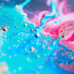 Fototapeta na wymiar Abstract Vivid Color Fluid Texture, Metallic Pastel Liquid Substance, Dense Oil Watercolour Mixture