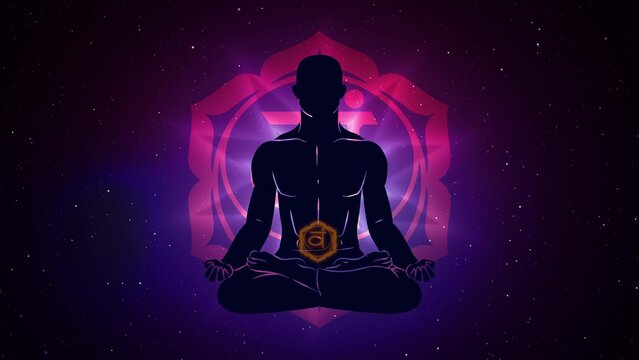Svadhishthana chakra with meditation human in lotus pose