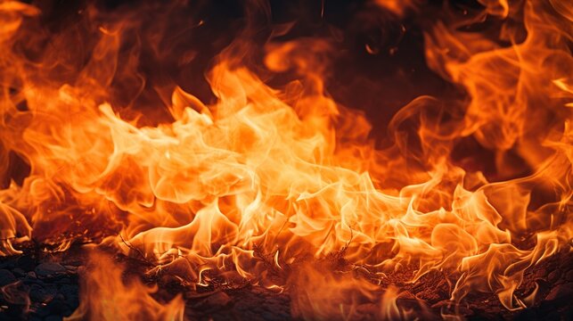 Fire flame heat black on background. AI generated image