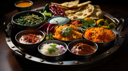 Traditional Indian cuisine, use of spices, milk, dairy products, but also meat and vegetables