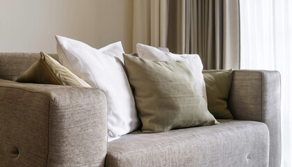 sofa and different kind of pillows. Generated with AI.