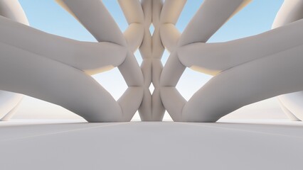Abstract architecture background bionic in design interior 3d render