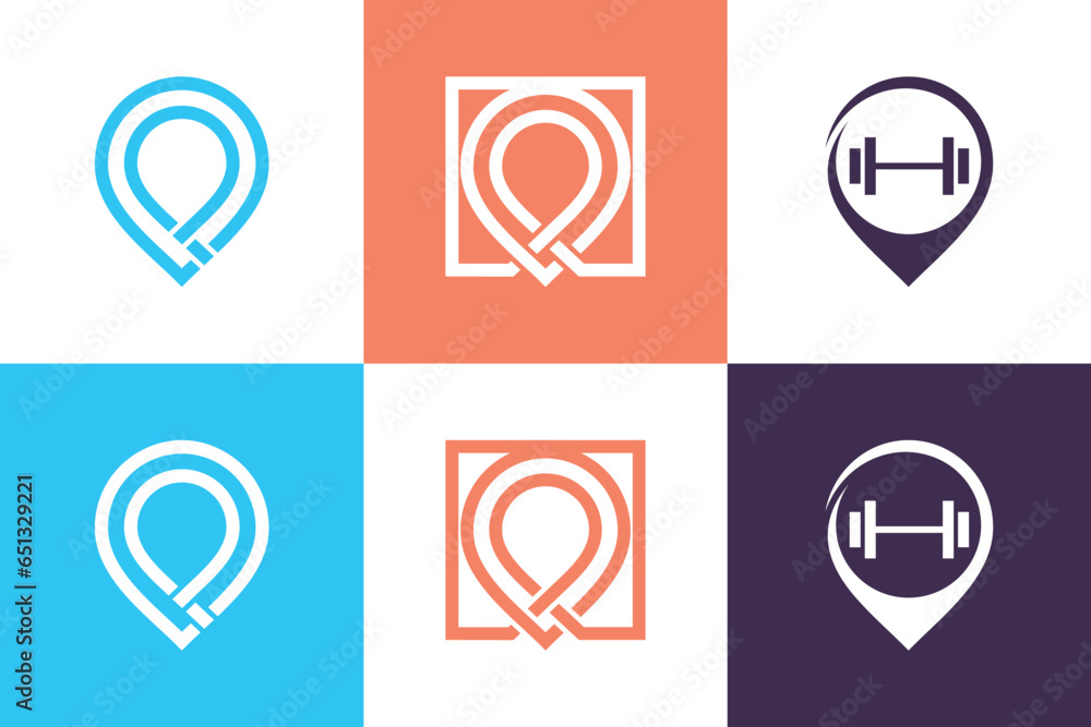 Poster set of pin point logo design element vector with creative concept
