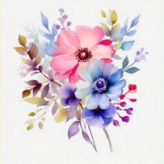 watercolor flower banquet on white background