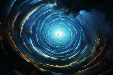 Illustration depicting a swirling time vortex. Generative AI
