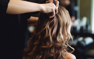 Obraz premium A hairstylist in a modern beauty salon. Generative AI