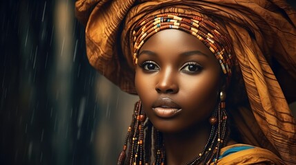 Portrait of a traditional African woman, Tribe, Culture, Embodying the spirit and energy of her colorful heritage.
