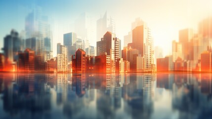 Real estate city building blurred background. AI generated image - obrazy, fototapety, plakaty