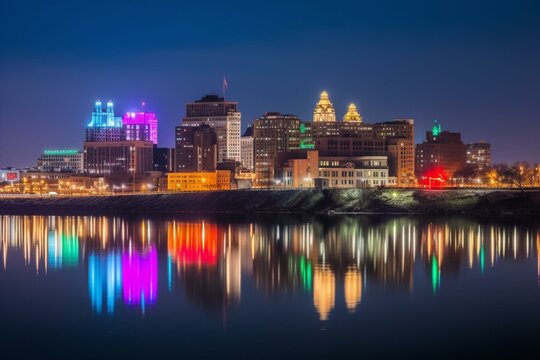 Colorful cityscape of Buffalo. Generative AI