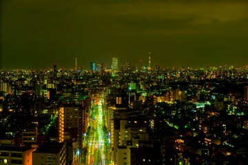 東京夜景　幹線道路と池袋