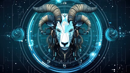Futuristic Capricorn zodiac horoscope astrology symbol background. AI generated