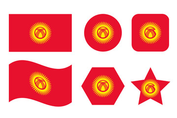 Kyrgyzstan flag simple illustration for independence day or election - obrazy, fototapety, plakaty