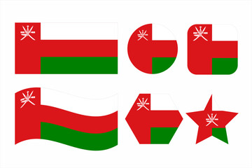 Oman flag simple illustration for independence day or election - obrazy, fototapety, plakaty