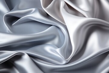 Elegant Silver Silk Fabric Background Texture with Luxurious, Shimmering Metallic Thread Weave