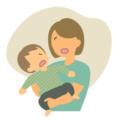 Illustration material: A mother holding a complaining toddler