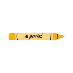 Pastel stick and colored tool for drawing or painting, stationery, art supplies concept on white background flat vector illustration.

