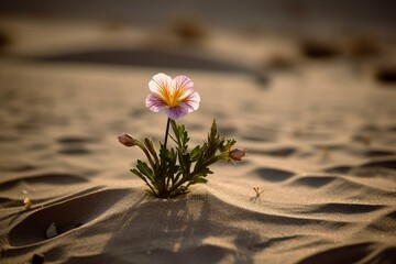 Flower in desert. Generative AI
