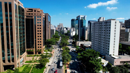 Faria Lima Avenue postcard of downtown district of Sao Paulo Brazil near Juscelino Kubitschek...