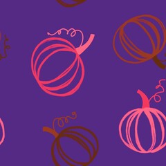Autumn harvest vegetable seamless pumpkins pattern for wrapping paper and fabrics and linens and kids clothes