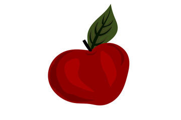 Cute and nice, juicy, tasty, red autumn apple fruit. Vector illustration.