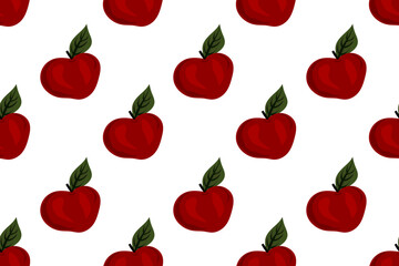 Apple autumn season. Cute and nice fruit. Healthy garden food. Trendy, stylish, fashionable, seamless vector pattern for design and decoration.