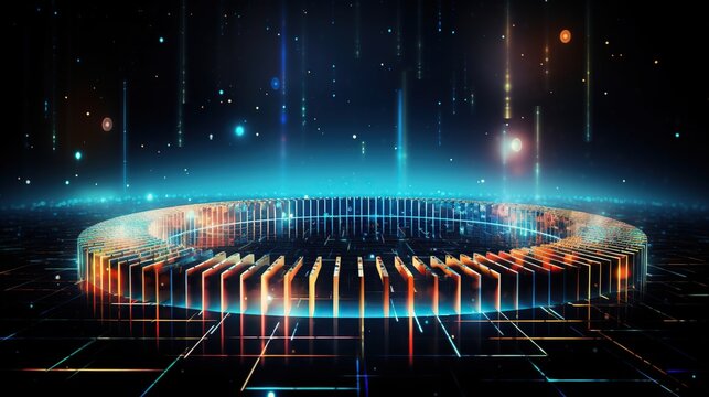 Digital futuristic Stadium building.AI generated image