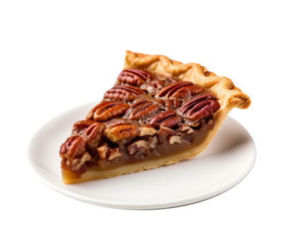 Slice of Pecan Pie Isolated on a Transparent Background