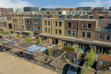 Aerial view of residential buildings
