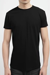 Simple black t-shirt worn by a man  