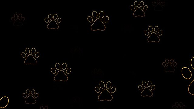 Flying paw icon particles loop animation background