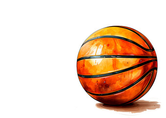 Basketball ball with white background and space for text