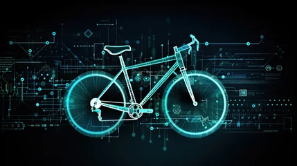 Fotobehang Futuristic modern technology bicycle abstract background.AI generated image © prastiwi