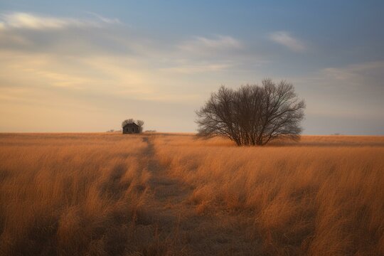 solitary presence in the fields of Kansas. Generative AI